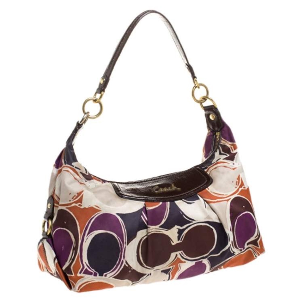 Coach Multicolor Signature Satin Ashley Satchel, EUC - Picture 4 of 8